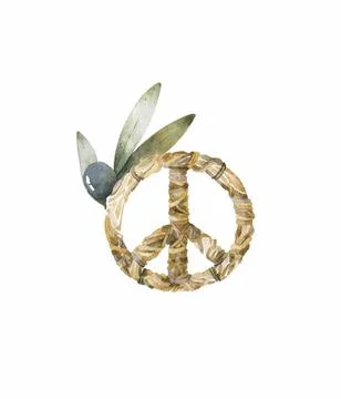 Peace flower symbol. Illustration of a floral peace sign. Hippie Symbol with Stock Illustration