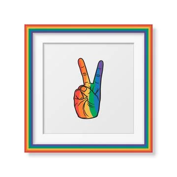 Peace Gesture, Sign. Vector Design for T-shirt, Plackard Print, Pride Month 库存插图