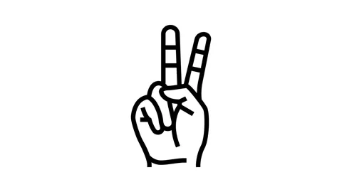 Peace hand gesture line icon animation Stock Footage 224351328