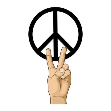 Peace hand with two fingers. Vector illustration. Stock Illustration
