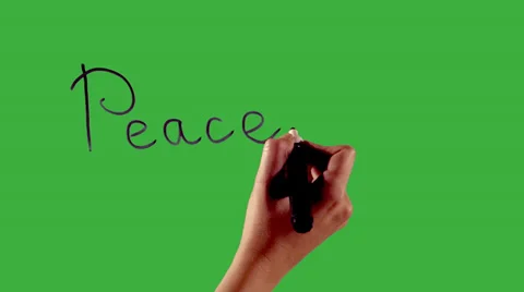 Peace - Hand writing on green screen Stock Footage 33783966