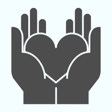 Peace hands with heart solid icon. Heart in hands vector illustration isolated Stockillustratie