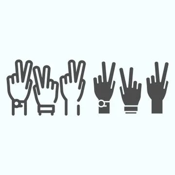 Peace Hands line and solid icon. Fingers of arms with peace symbol vector Stockillustratie