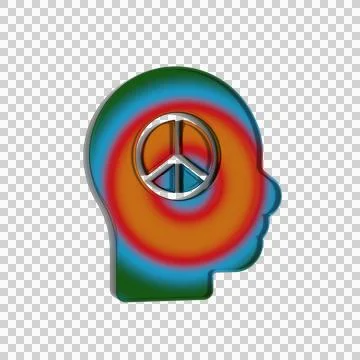 Peace with head Symbol Icon in Gradient 3d Stock Illustration