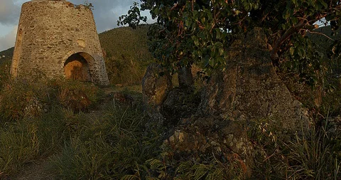 Peace hill wind mill, St John, US Virgin Islands Stock Footage 93156275