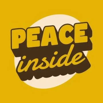 Peace inside message with yellow and black text on cream background Stock Illustration