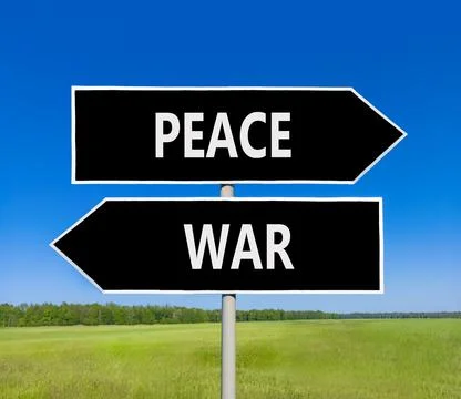 Peace instead war symbol. Concept words Peace and War on beautiful black ro.. Foto stock