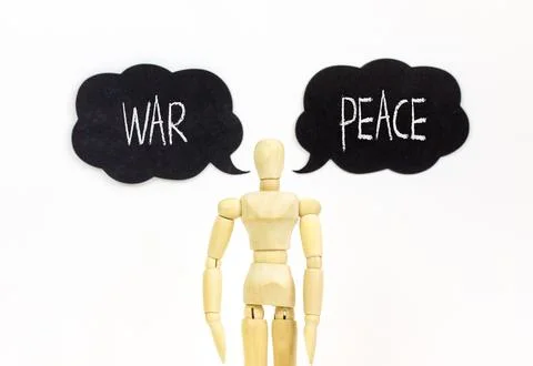 Peace instead war symbol. Concept words Peace and War on beautiful black sp.. Foto stock