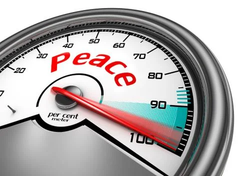 Peace level conceptual meter indicate hundred per cent Stock Illustration