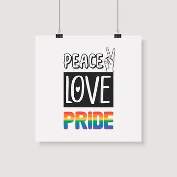 Peace Love Pride. Vector Design for T-shirt, Plackard Print, Pride Month 库存插图