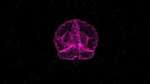 Peace of mind concept. Brain formed of abstract shimmering partcles rotates in Stock Footage 121812583