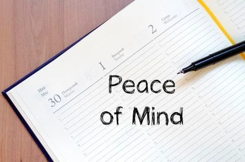 Peace of mind write on notebook Foto stock