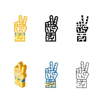 Peace multistyle robot hand gesture color icon vector Stock Illustration