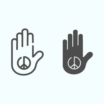 Peace in the palm line and solid icon. Hand peace symbol vector illustration 스톡 일러스트