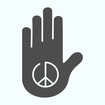 Peace in the palm solid icon. Hand peace symbol vector illustration isolated on Stock Illustration