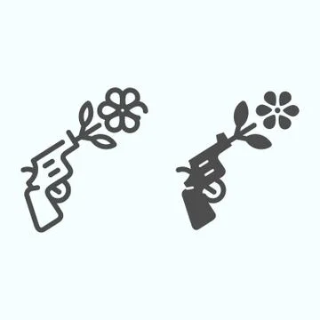 Peace pistol line and solid icon. Pistol with peace symbol vector illustration 스톡 일러스트