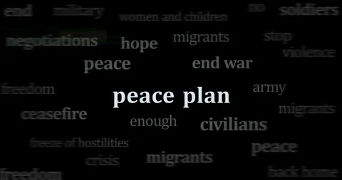 Peace plan for end the war headline news titles media looped Stock Footage 302552053