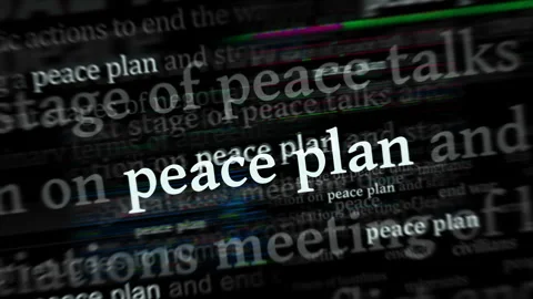 Peace plan for end the war headline news titles media looped Stock Footage 302746465