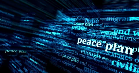 Peace plan for end the war neon on brick wall loop Stock Footage 302746499
