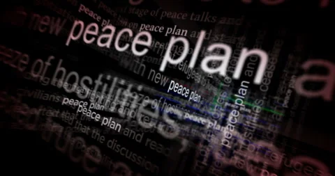 Peace plan for end the war news titles media looped screens Stock Footage 302746451
