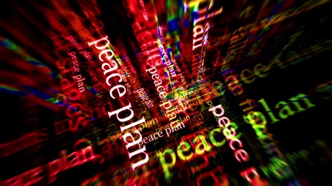 Peace plan for end the war news titles media looped screens Stock Footage 302746546