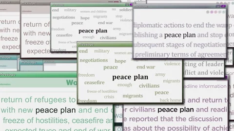 Peace plan for end the war pop up windows seamless looped Stock Footage 302548088