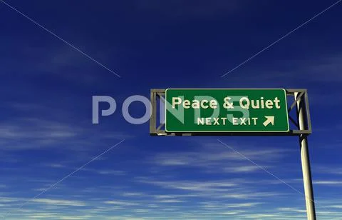 Peace & Quiet Freeway Exit Sign Stock Illustration