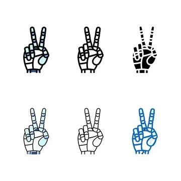 Peace robot hand gesture clean color icon vector Stock Illustration
