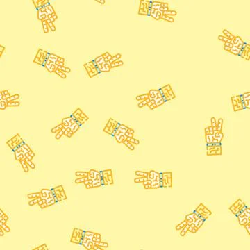 Peace robot hand gesture vector seamless pattern Illustrazione stock