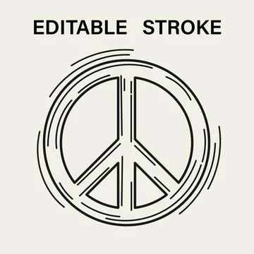 Peace sign with editable stroke. Illustrazione stock