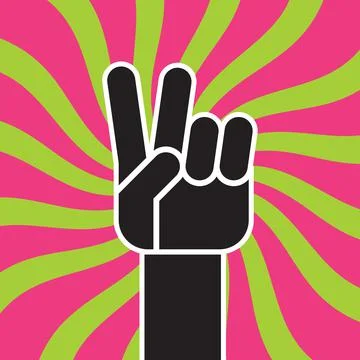Peace Sign Hand Gesture flat vector drawing. Stock Illustration