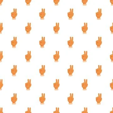 Peace sign hand gesture repeating seamless pattern background Stock Illustration