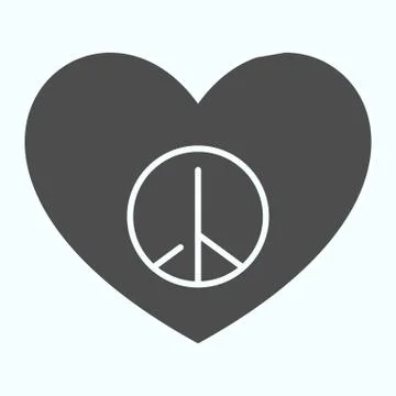 Peace sign in heart shape solid icon. Pacific heart vector illustration isolated Stock Illustration