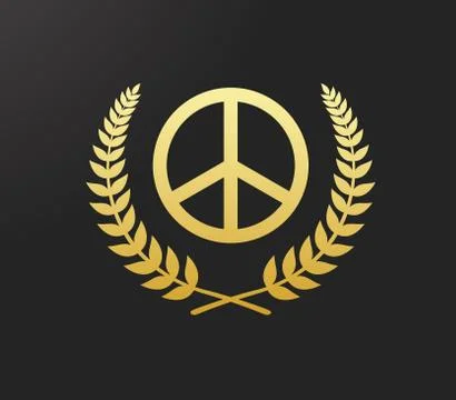 Peace sign with laurel. Isolated Vector Illustration Stock Illustration