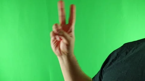 Peace sign, one finger Stock Footage 301001069