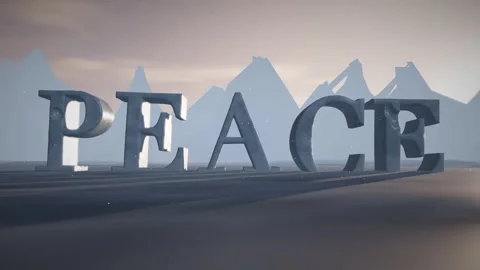 Peace Snow Capped Ice Letters on a Frozen Glacier Plain in Cold Polar Light 스톡 동영상 341854429