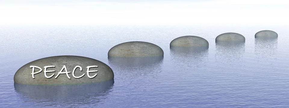 Peace on stone - 3D render Stock Illustration