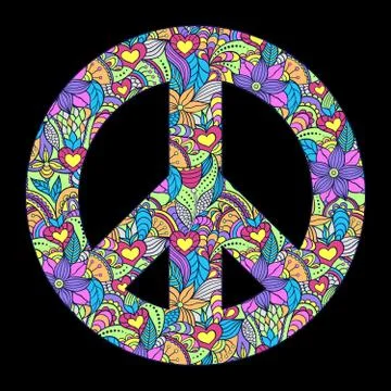 Peace symbol on black background Stock Illustration