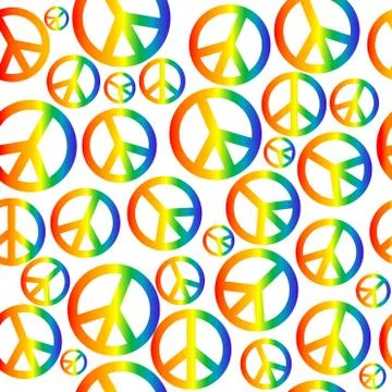 Peace symbol with circular rainbow gradient Stock Illustration