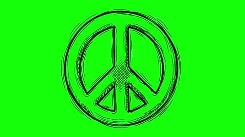 Peace symbol line boil effect animation Stock Footage 339473001