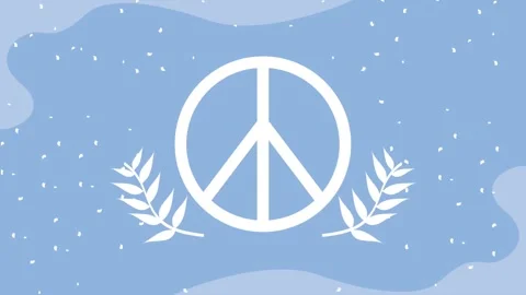 Peace symbol with olive branches motion graphic animation on light blue bac.. Stock-Footage 338312242