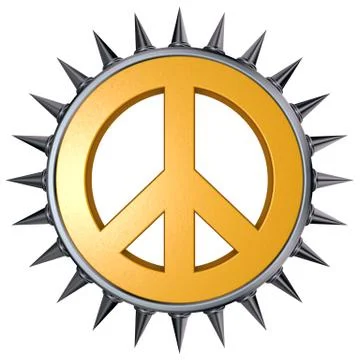 Peace symbol with spikes on white background - 3d rendering Stock-Illustration