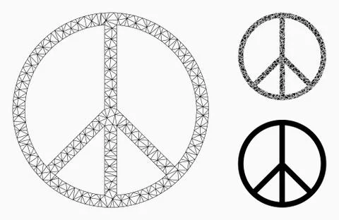 Peace Symbol Vector Mesh Wire Frame Model and Triangle Mosaic Icon 库存插图