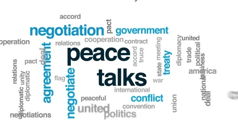 Peace talks animated word cloud, text design animation. Stock Footage 74363842