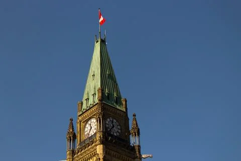 Peace Tower at the Canadian Parliament in Ottawa, Canada Stock Photos