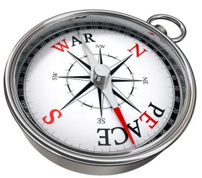 Peace versus war concept compass Illustrazione stock