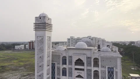 Peaceful Aerial View of Mosque and Surrounding City Stock Footage 334601774
