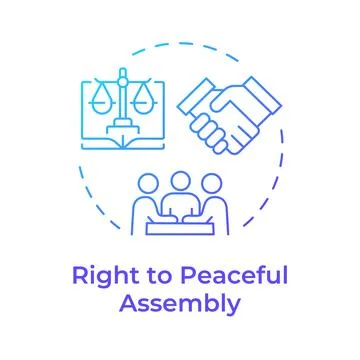 Peaceful assembly right blue gradient concept icon Stock Illustration