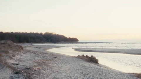 Peaceful Beach View with Sand and Riverbend Video stock 306325500