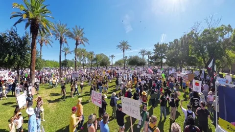 Peaceful demonstrators gather in multiple U.S. cities protesting under the “No Stock Footage 322110411